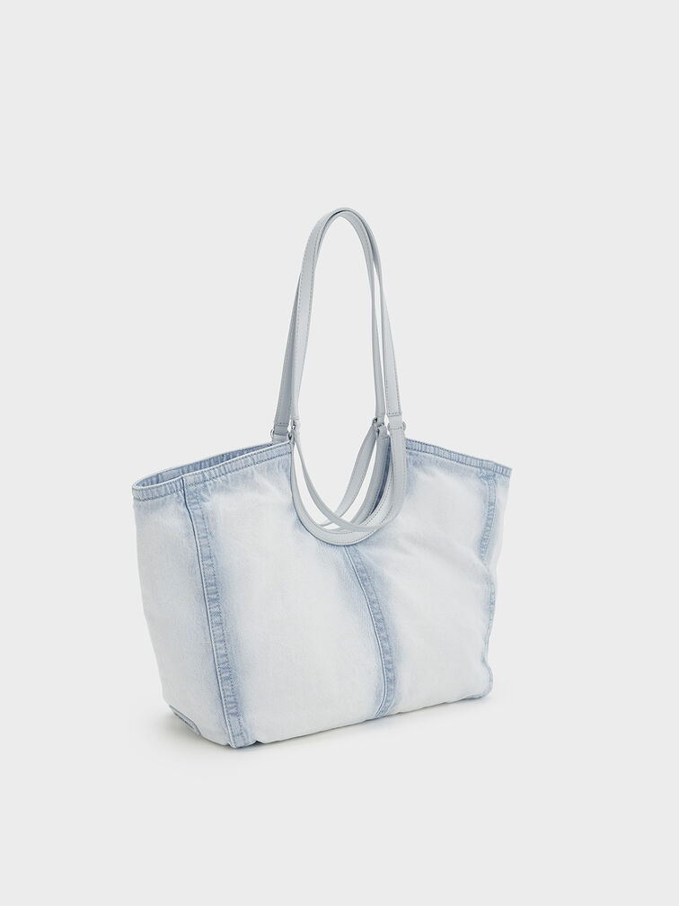 Ivette Denim Tote Bag, Light Washed Denim, hi-res