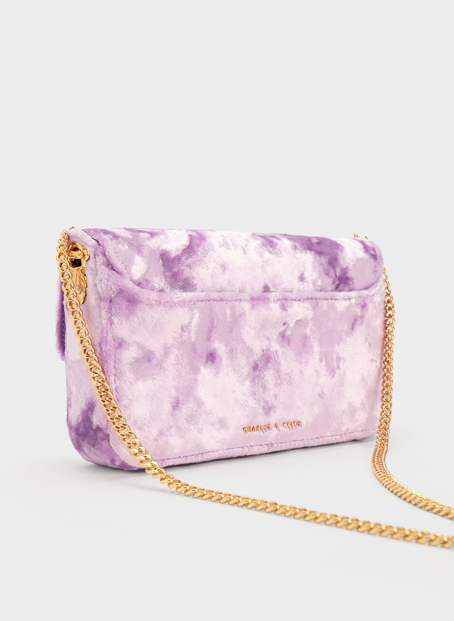 Merial Metallic Accent Velvet Clutch, Lilac, hi-res