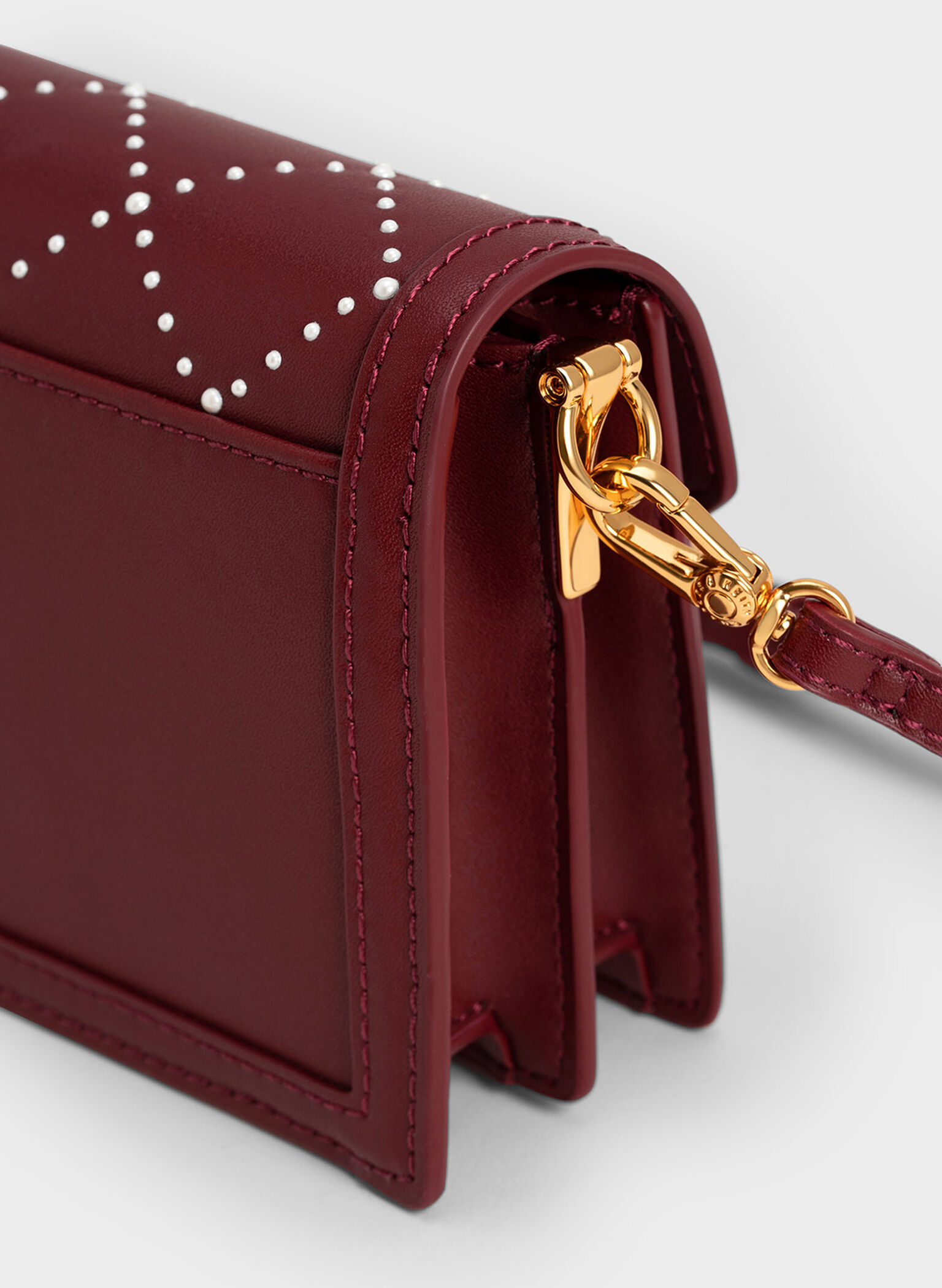 Marietta Textured Quilted Crossbody Bag, Burgundy, hi-res