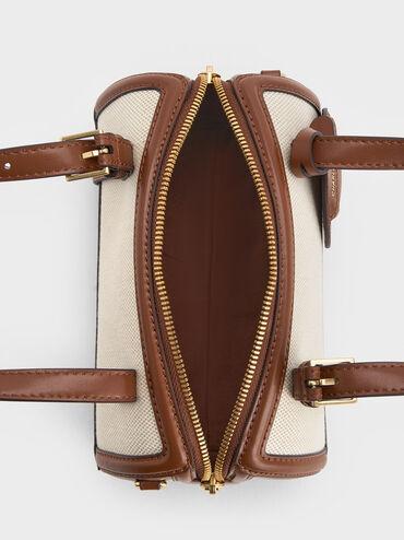 Enola Canvas Two-Tone Bowling Bag, Chocolate, hi-res