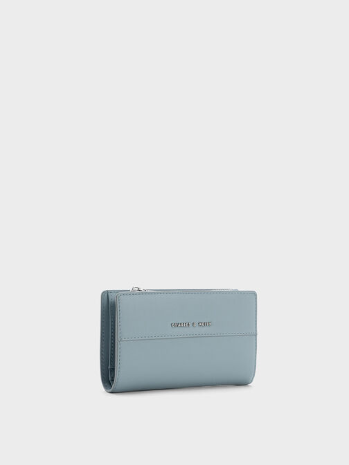 Top-Zip Long Wallet, Slate Blue, hi-res