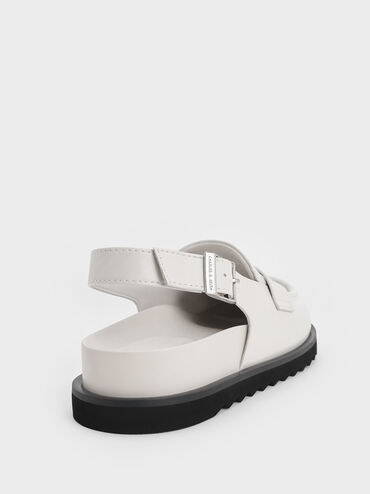 Slingback Penny Loafers, White, hi-res