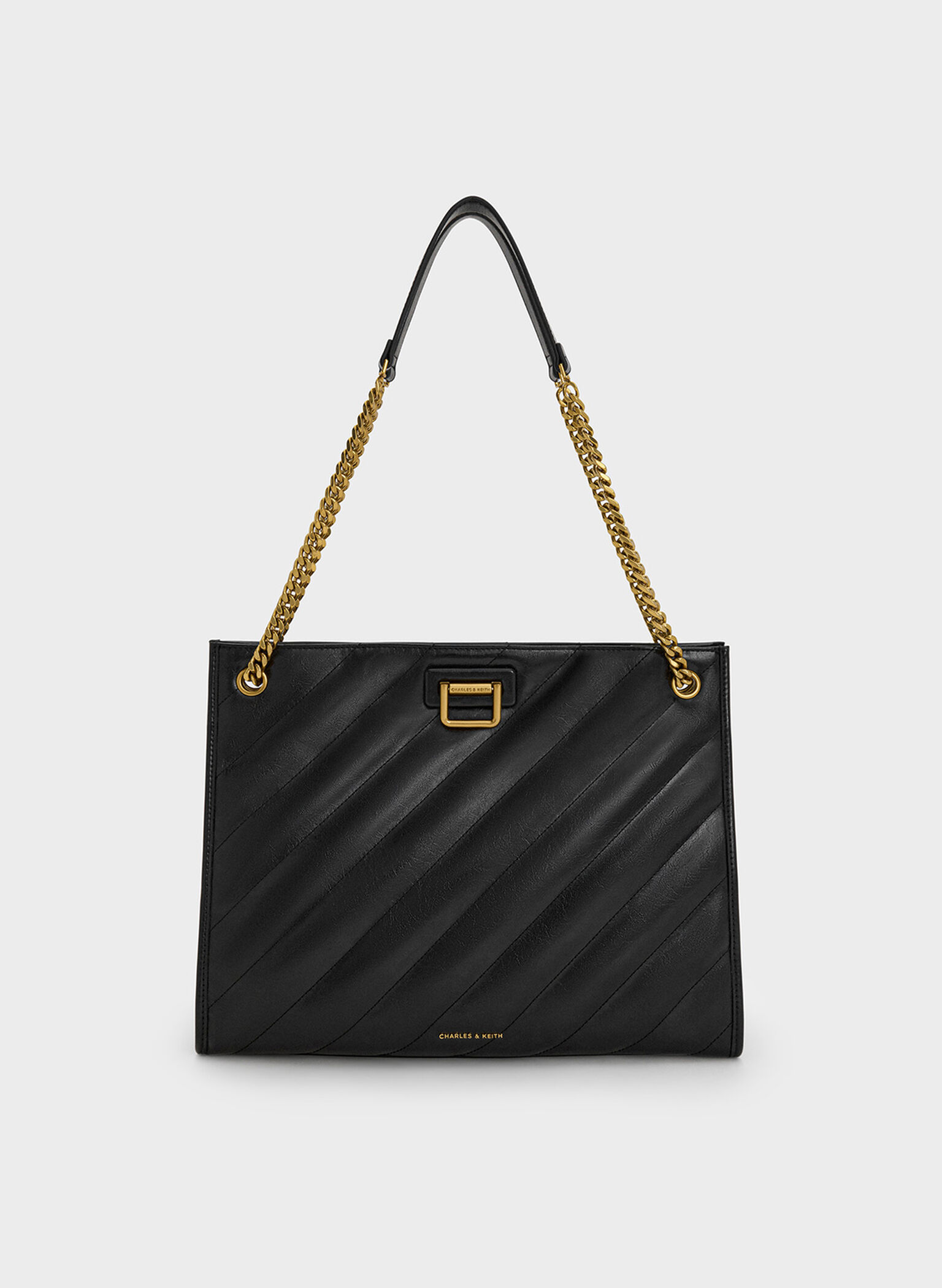 Neva Panelled Chain-Strap Tote Bag, Black, hi-res
