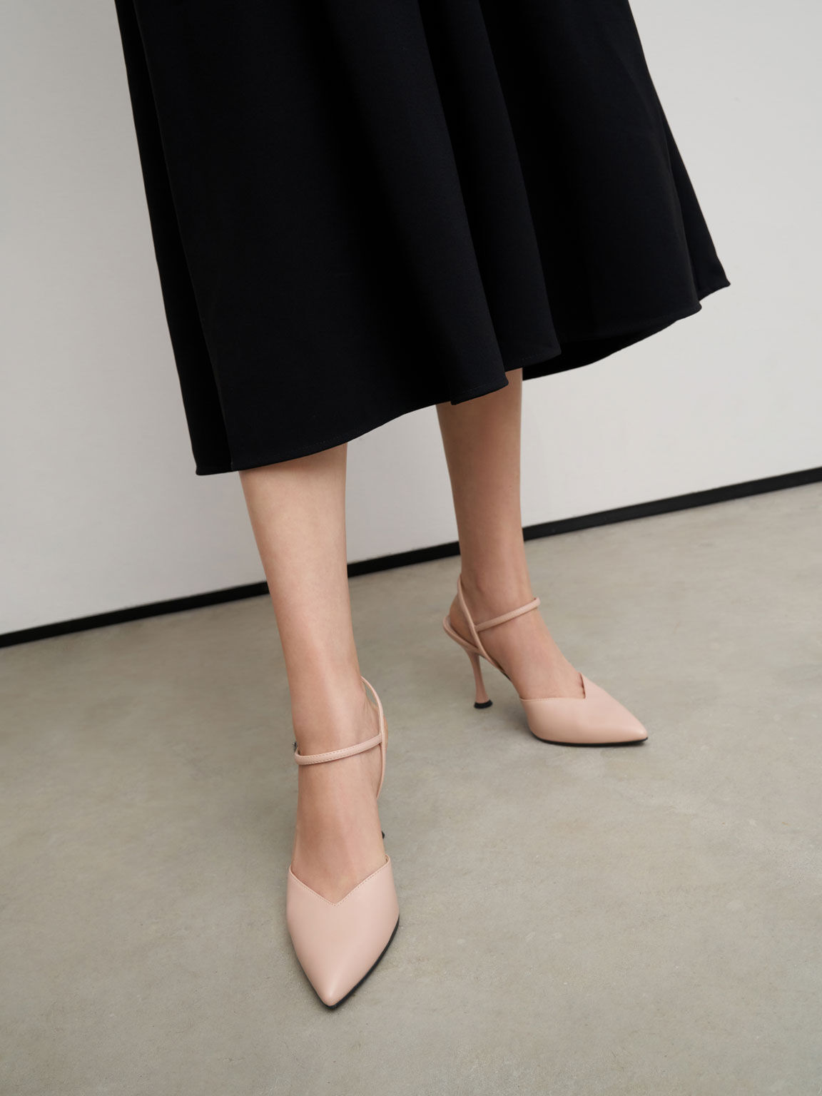 Nude pumps with ankle strap on sale