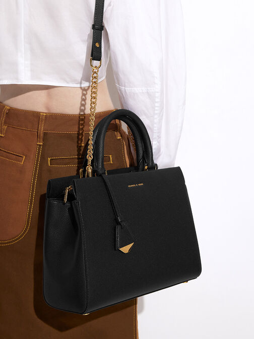 Mirabelle Structured Handbag, Black, hi-res