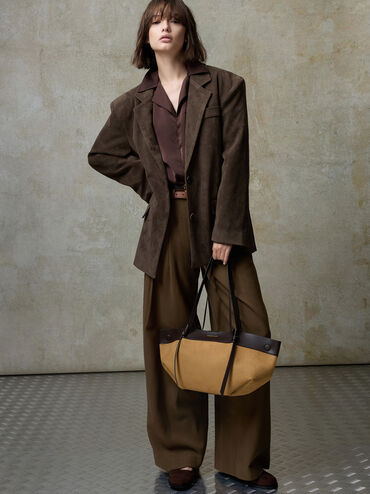 Calla Suede Tote Bag, Sahara Sand, hi-res