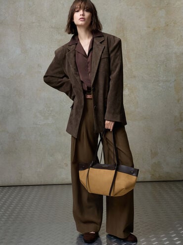 Calla Suede Tote Bag, Sahara Sand, hi-res