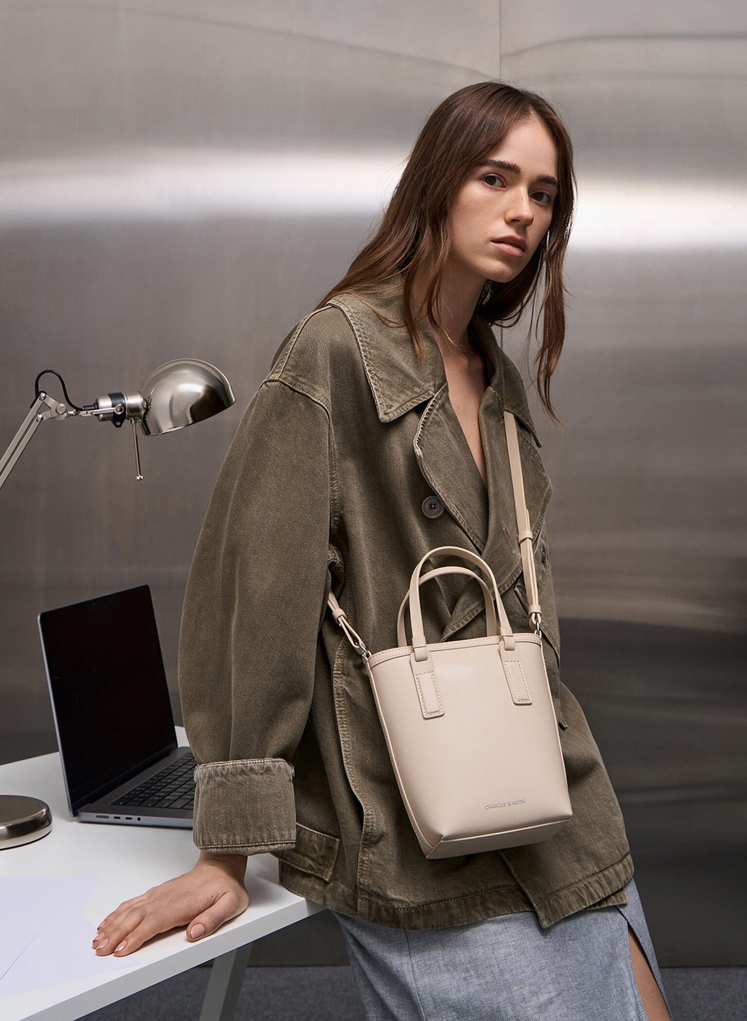 Noelle Elongated Tote, Ivory, hi-res