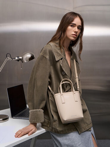 Noelle Elongated Tote, Ivory, hi-res