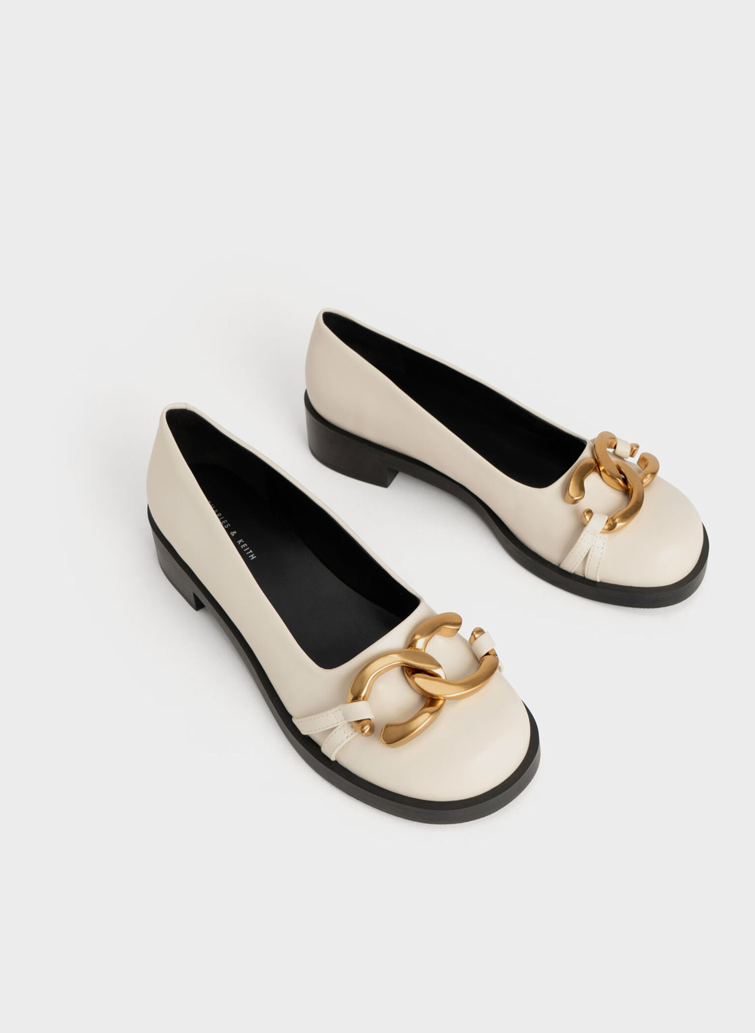 Chunky Metallic Accent Ballerinas, Chalk, hi-res