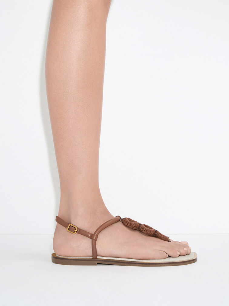 Raffia Ring Thong Sandals, Multi, hi-res