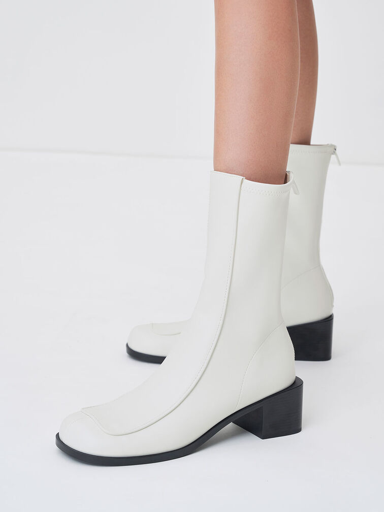 Block Heel Calf Boots, White, hi-res