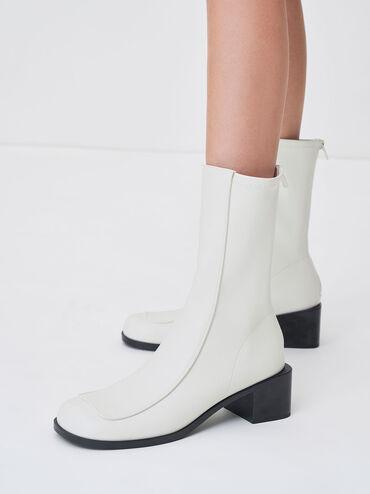 Block Heel Calf Boots, White, hi-res