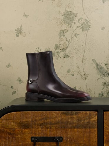 Erinna Metallic-Accent Side-Zip Ankle Boots, Burgundy, hi-res