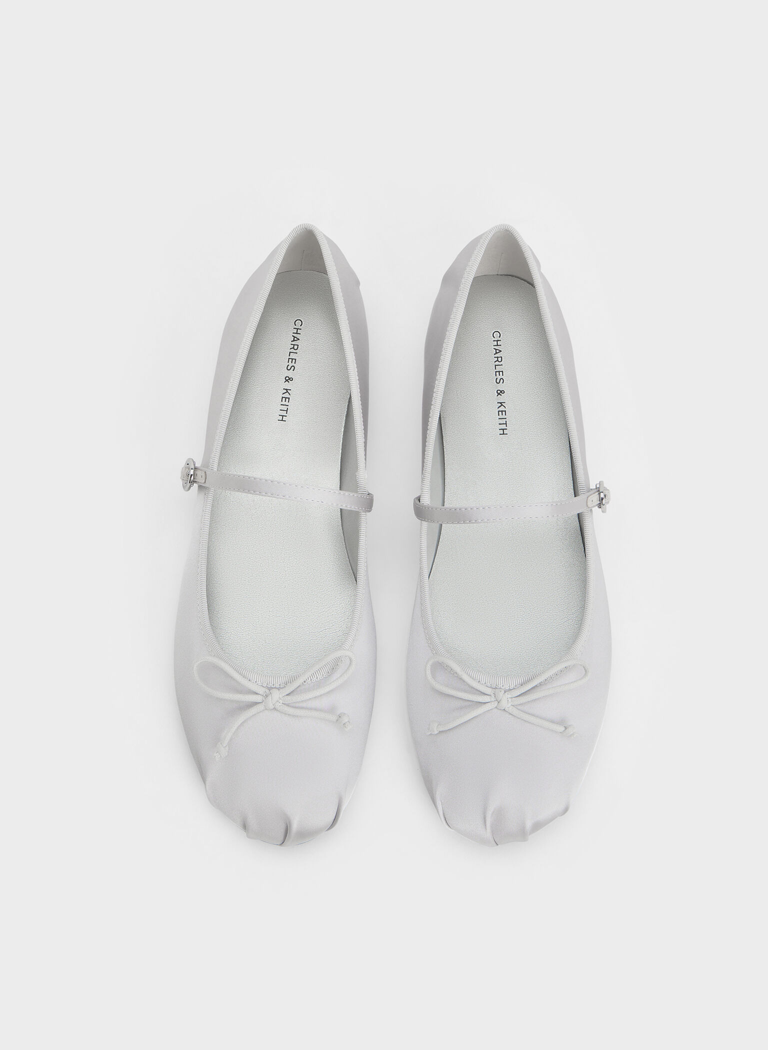 Emiko Satin Bow Mary Jane Flats, Silver, hi-res