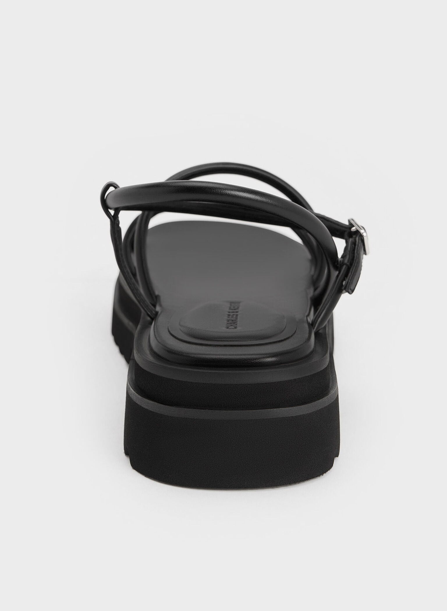 Tubular Strap Sandals, Black, hi-res