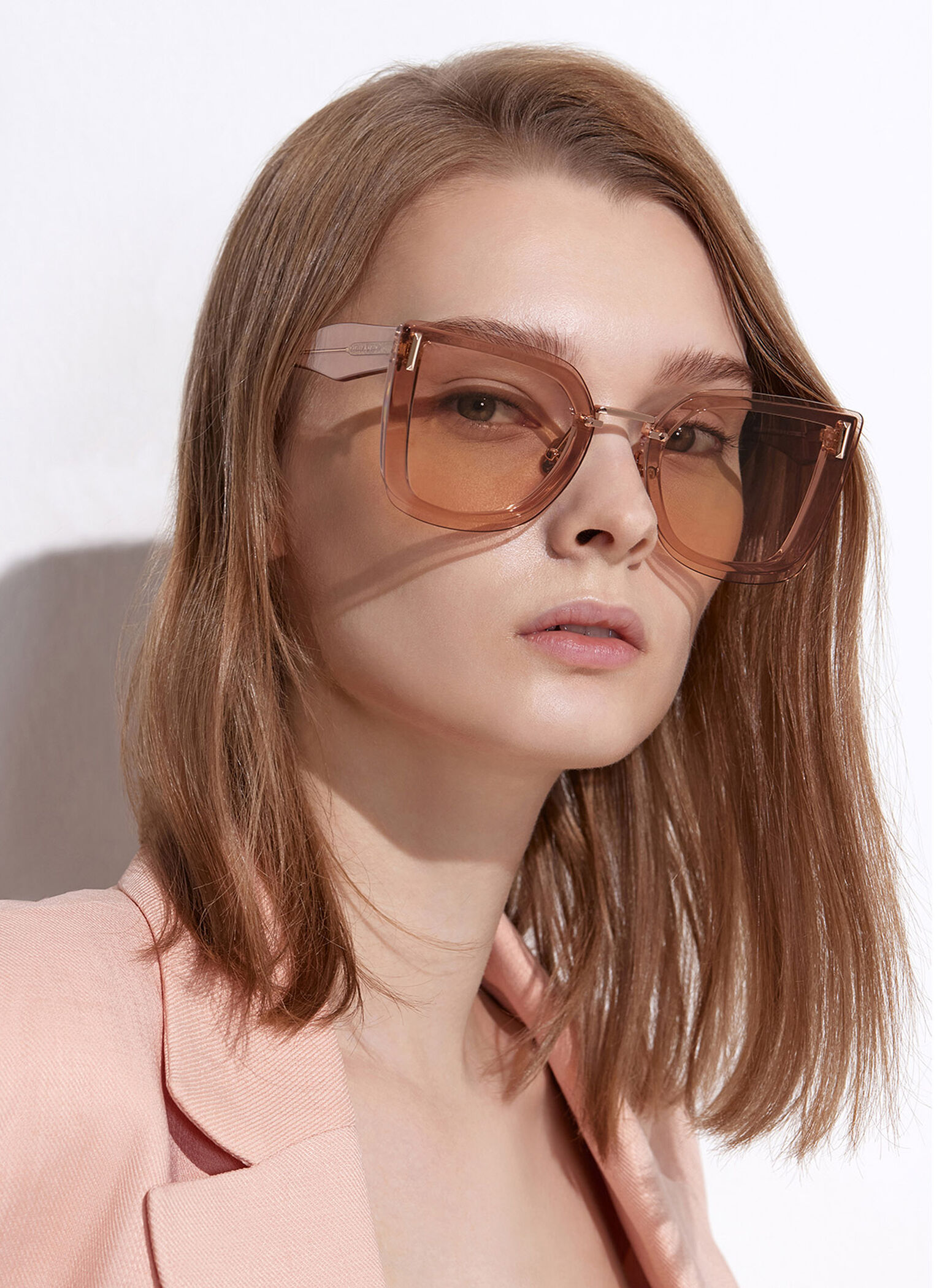 Recycled Acetate Geometric Butterfly Sunglasses, Pink, hi-res