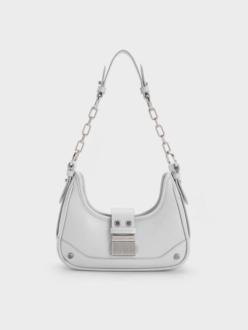 Winslet Belted Hobo Bag, Light Grey, hi-res