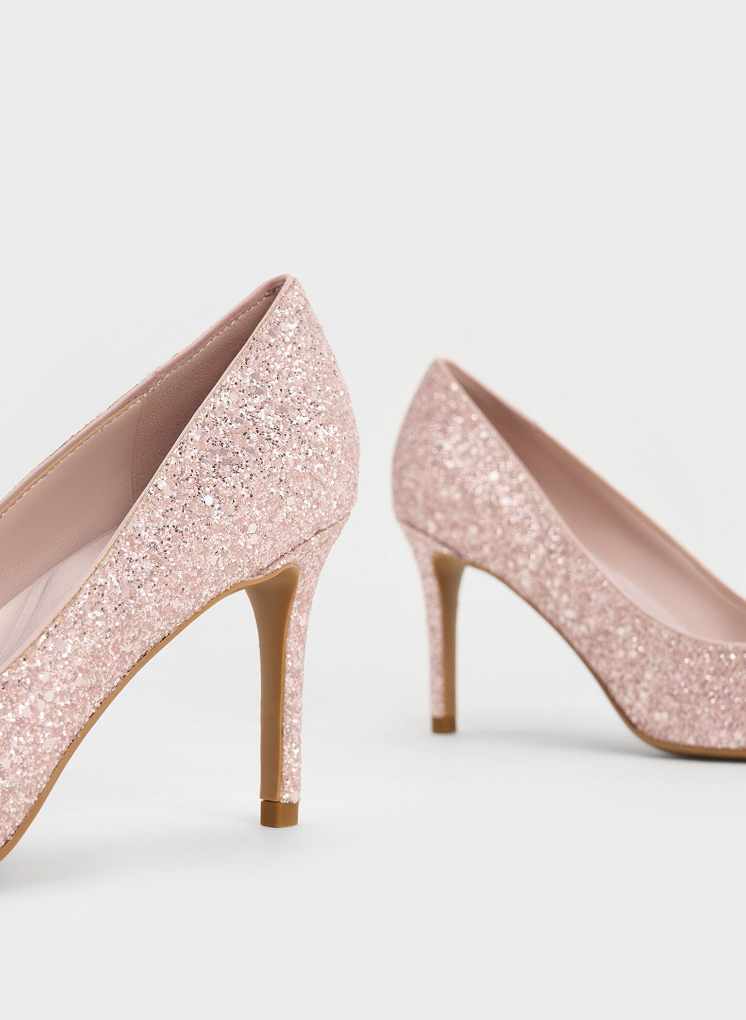 Emmy Glittered Pointed-Toe Pumps, Pink, hi-res
