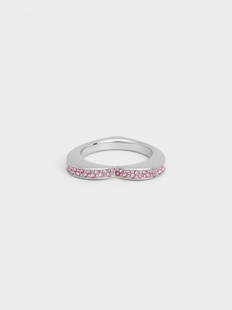 Malorie Crystal Heart Ring, Silver, hi-res