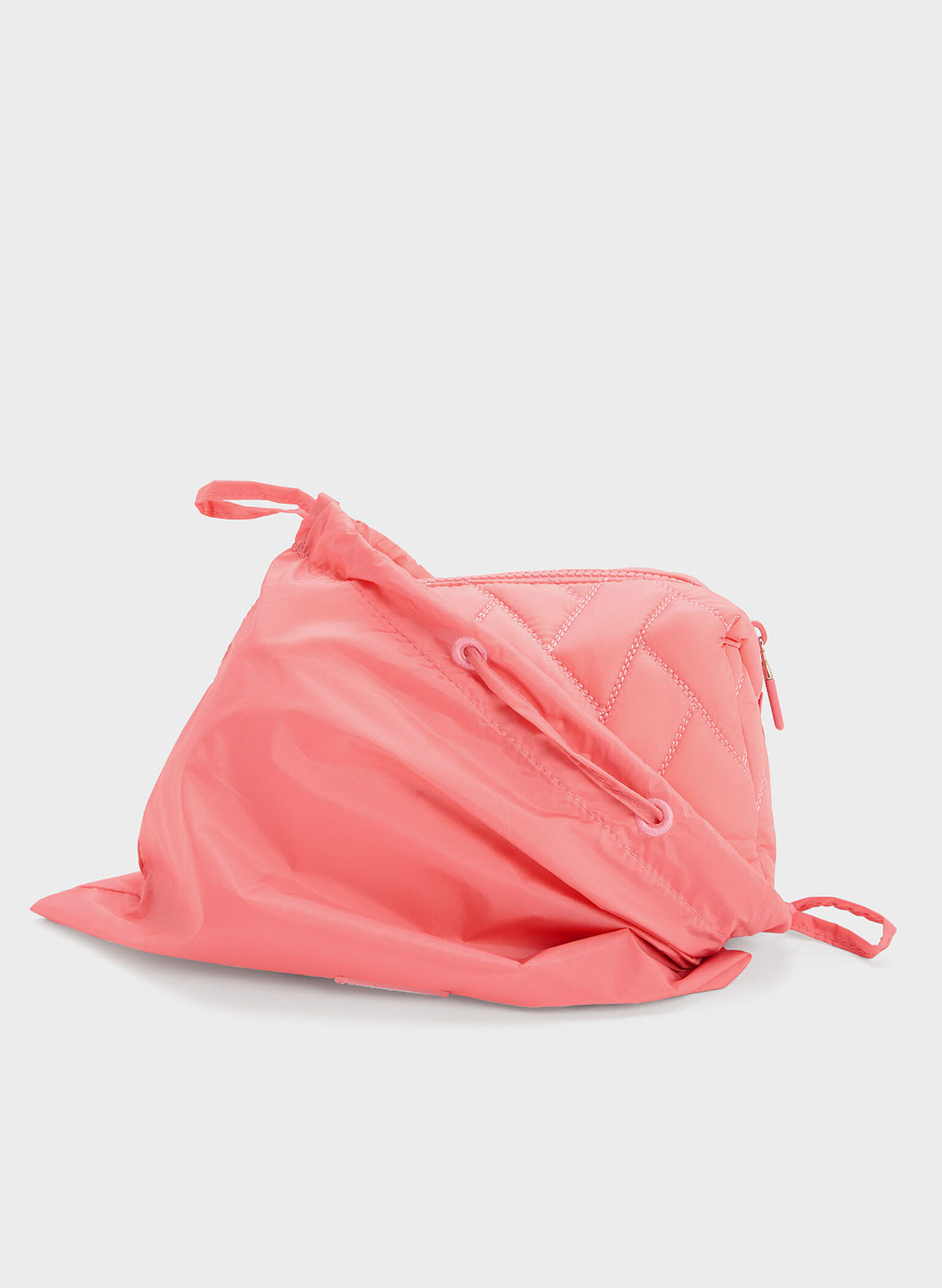 Nylon Chevron Pouch, Guava Pink, hi-res