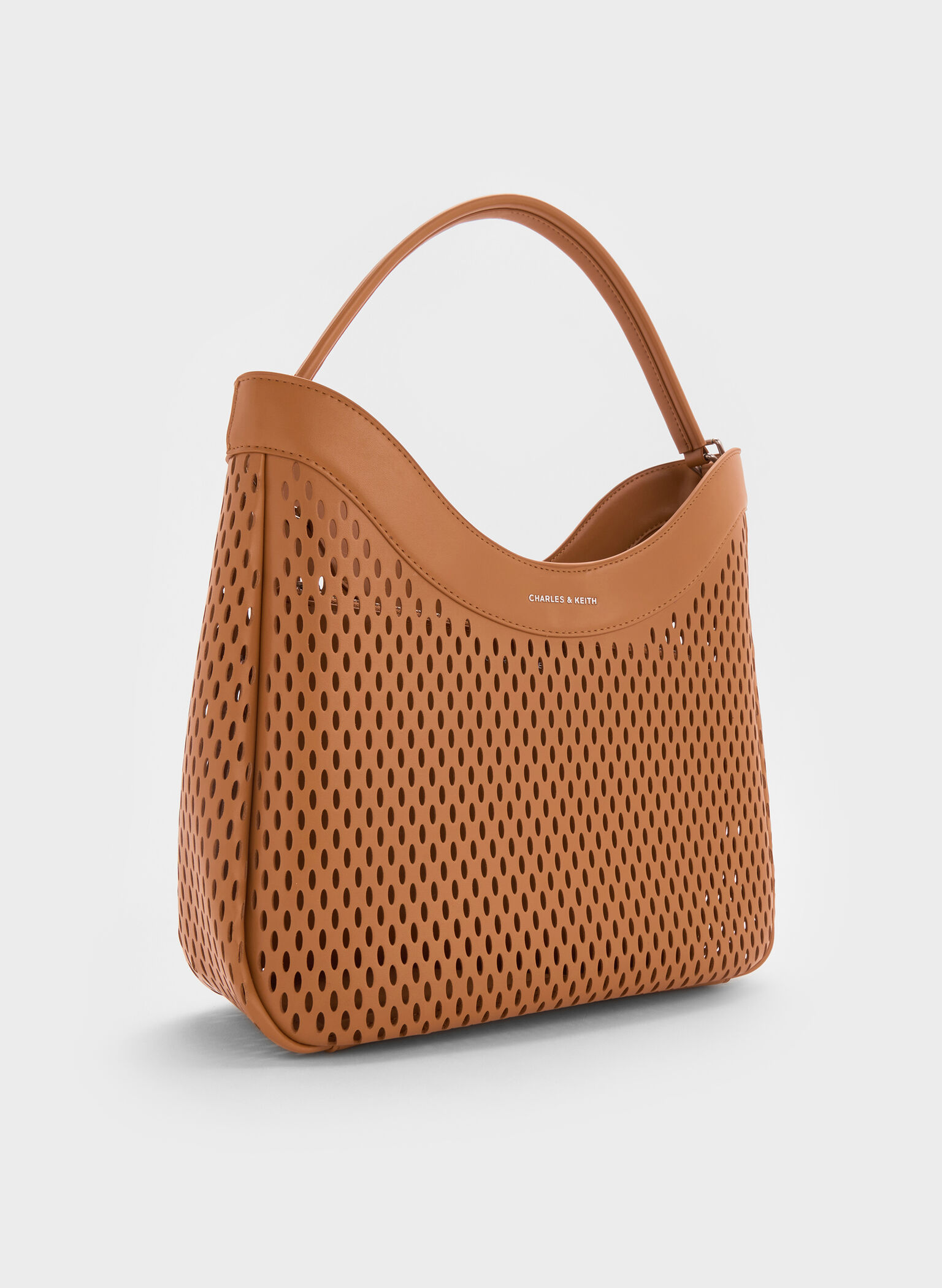 Juno Perforated Hobo Bag, Russet Brown, hi-res