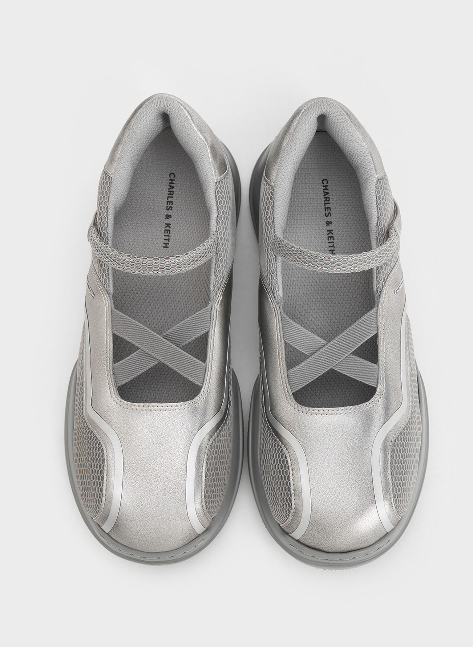 Casey Metallic Mesh Mary Jane Sneakers, Silver, hi-res