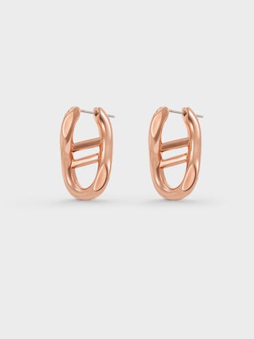 Nyra Sculptural Drop Earrings, Rose Gold, hi-res