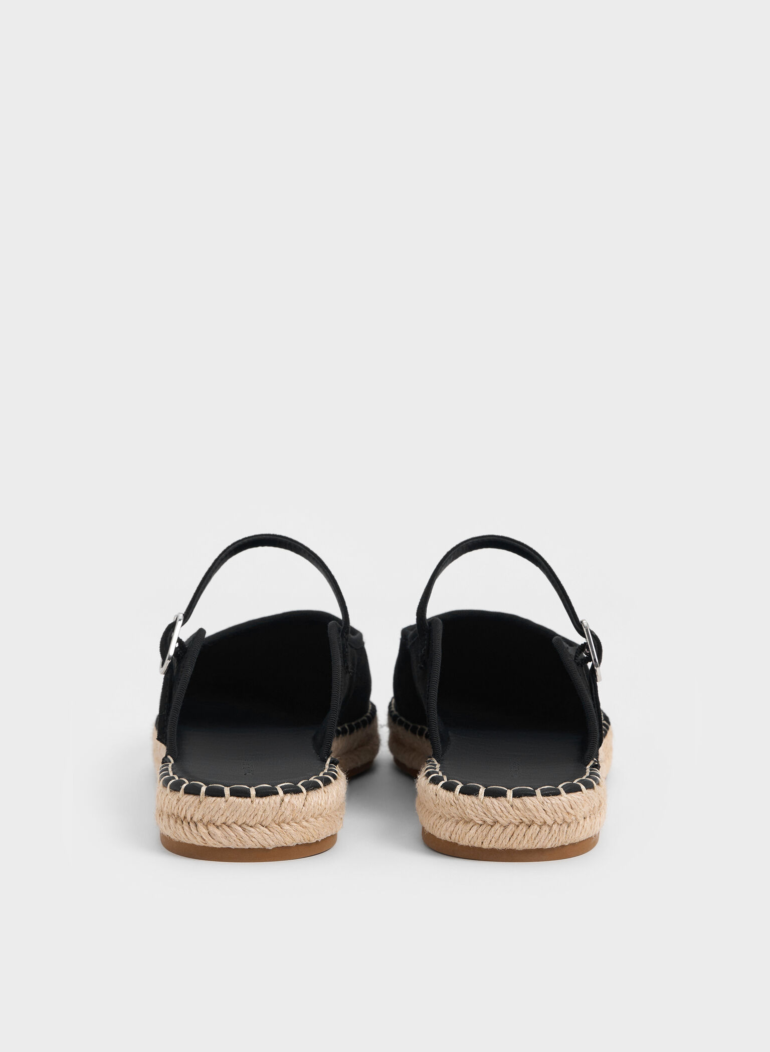 Faux Suede Slip-On Mary Jane Espadrilles, Black Textured, hi-res