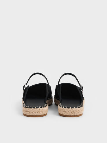 Faux Suede Slip-On Mary Jane Espadrilles, Black Textured, hi-res