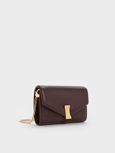 Lilibet Metallic-Accent Chain-Strap Wallet, Plum, hi-res