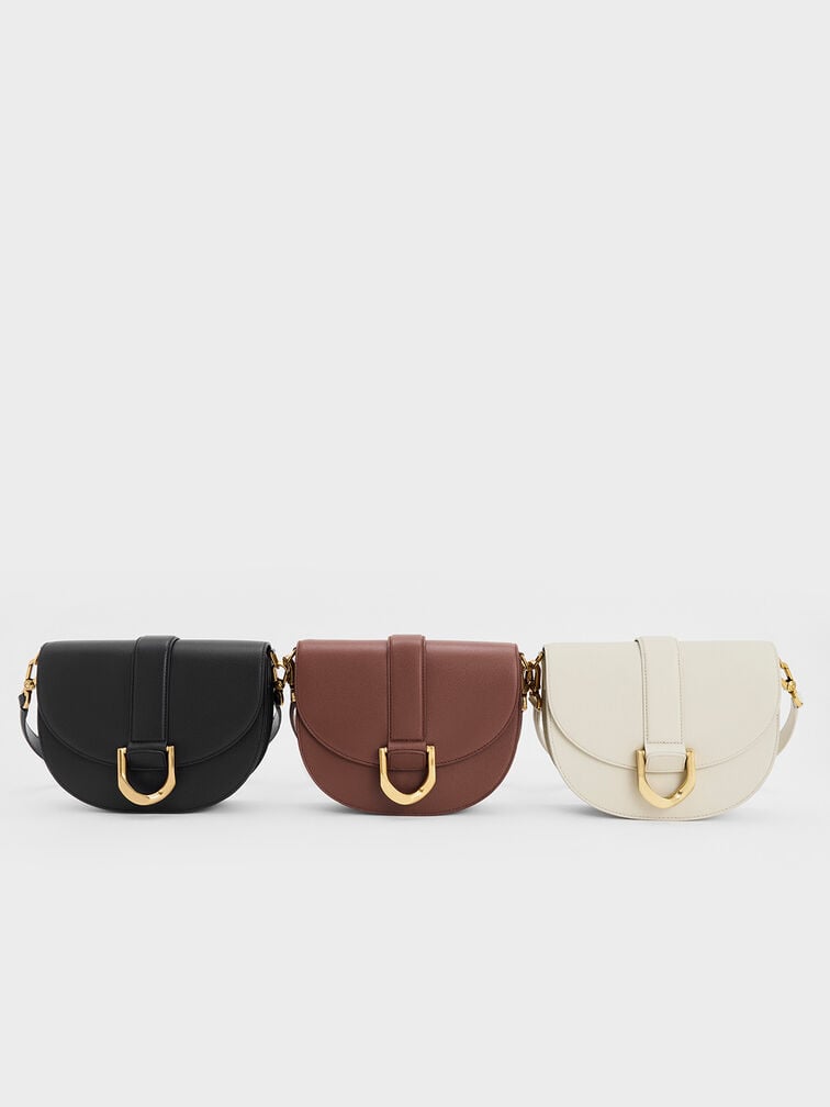 Gabine Leather Saddle Bag​, Brown, hi-res
