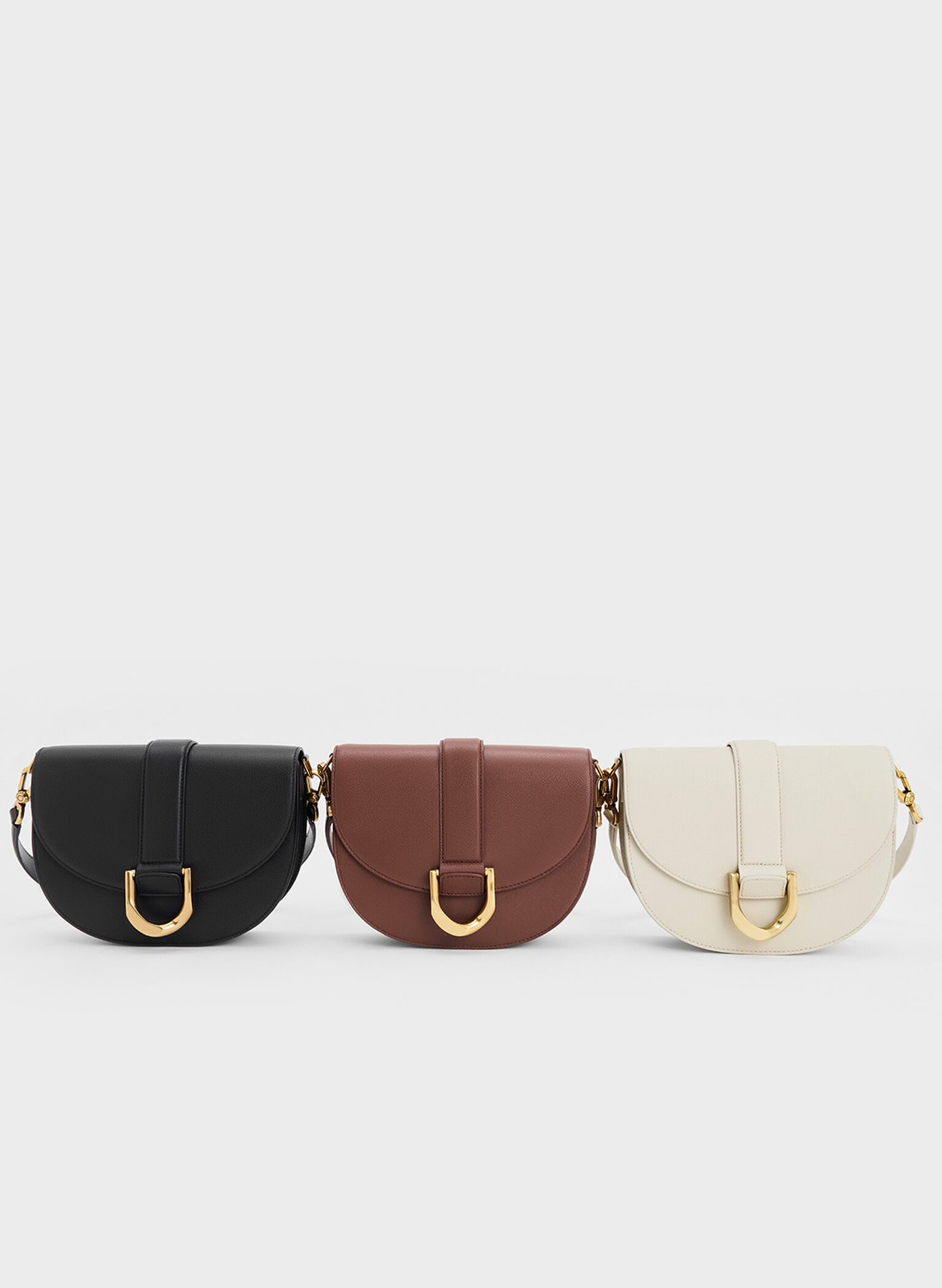 Gabine Leather Saddle Bag​, Brown, hi-res