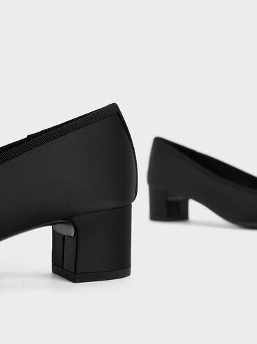 Glennis Recycled Polyester Bow Ballet Pumps, Black Textured, hi-res