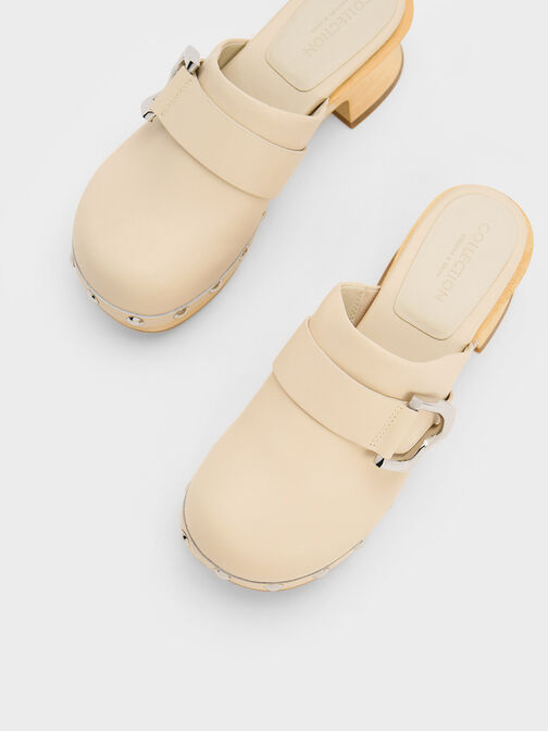 Gabine Studded Leather Clogs, Chalk, hi-res