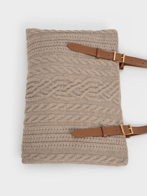 Apolline Textured Tote Bag, Taupe, hi-res