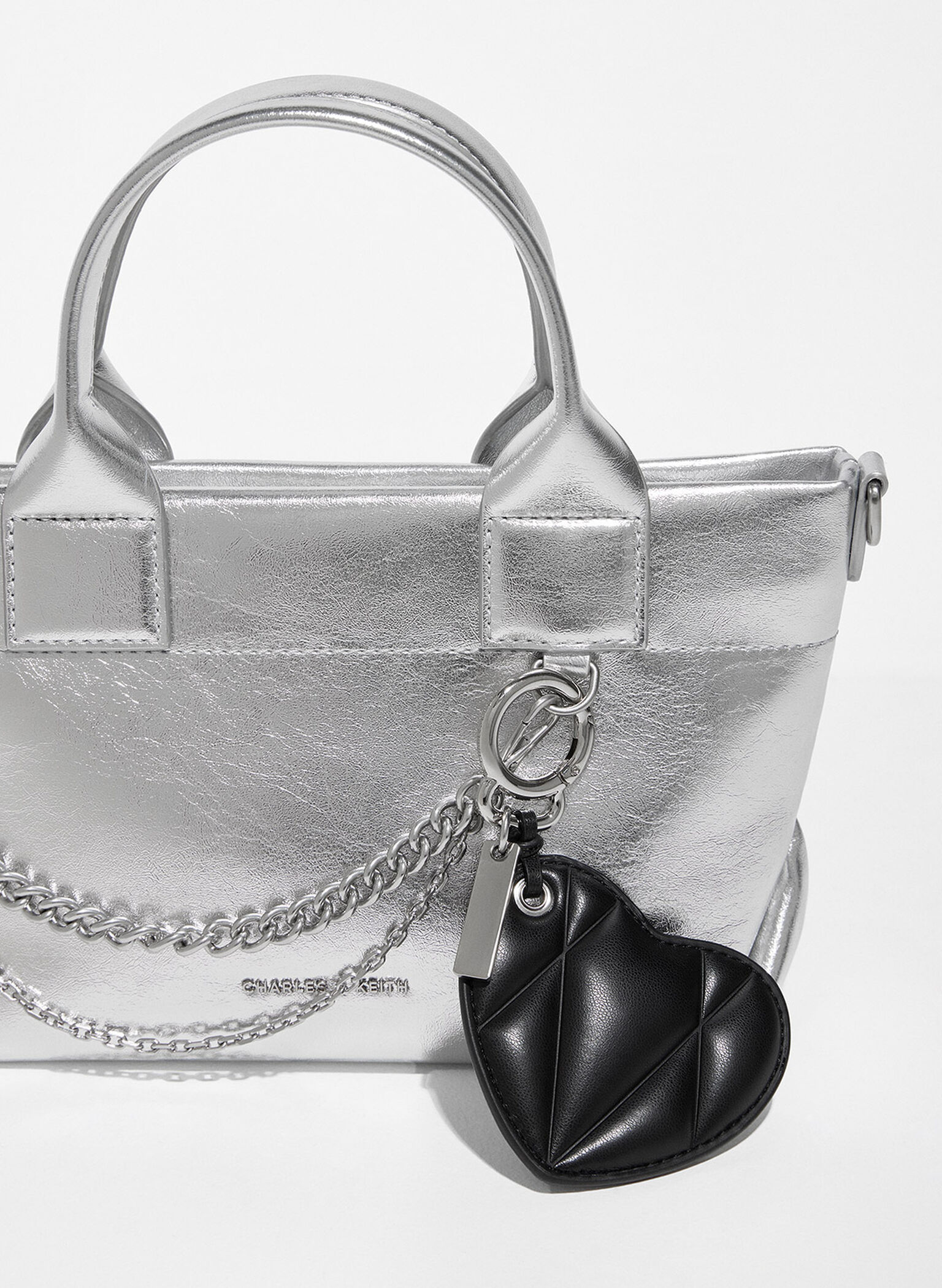 Heart Quilted Mirror Charm, Noir, hi-res
