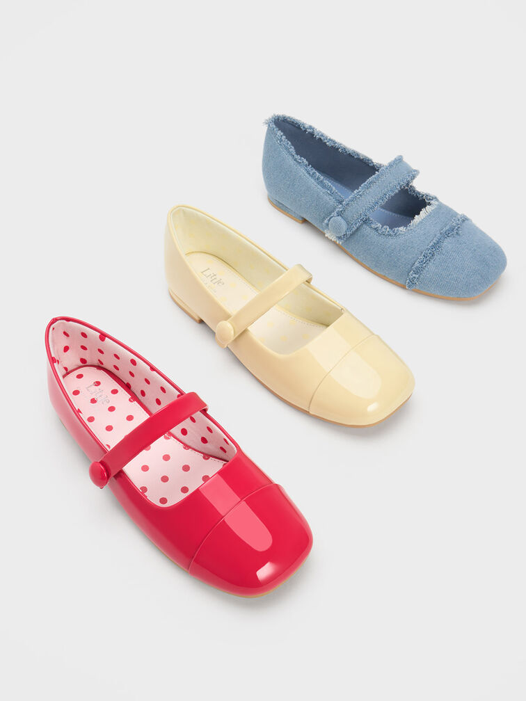Girls' Patent Mary Jane Flats, Pink, hi-res