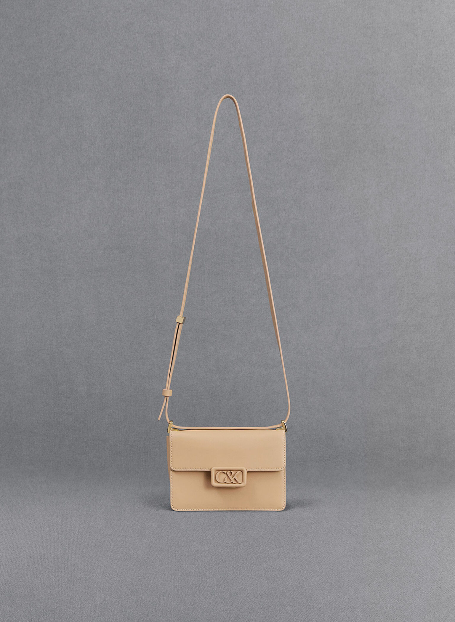 Leather Boxy Bag, Nude, hi-res