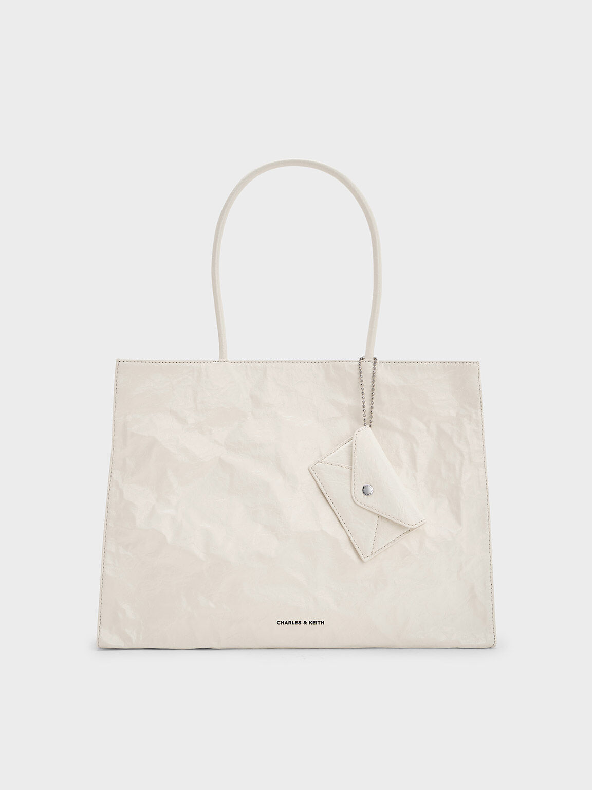 Cream Large Matina Crinkle Effect Tote Bag CHARLES KEITH UK