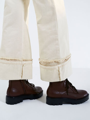 Commute Lace-Up Chunky Ankle Boots, Burgundy, hi-res
