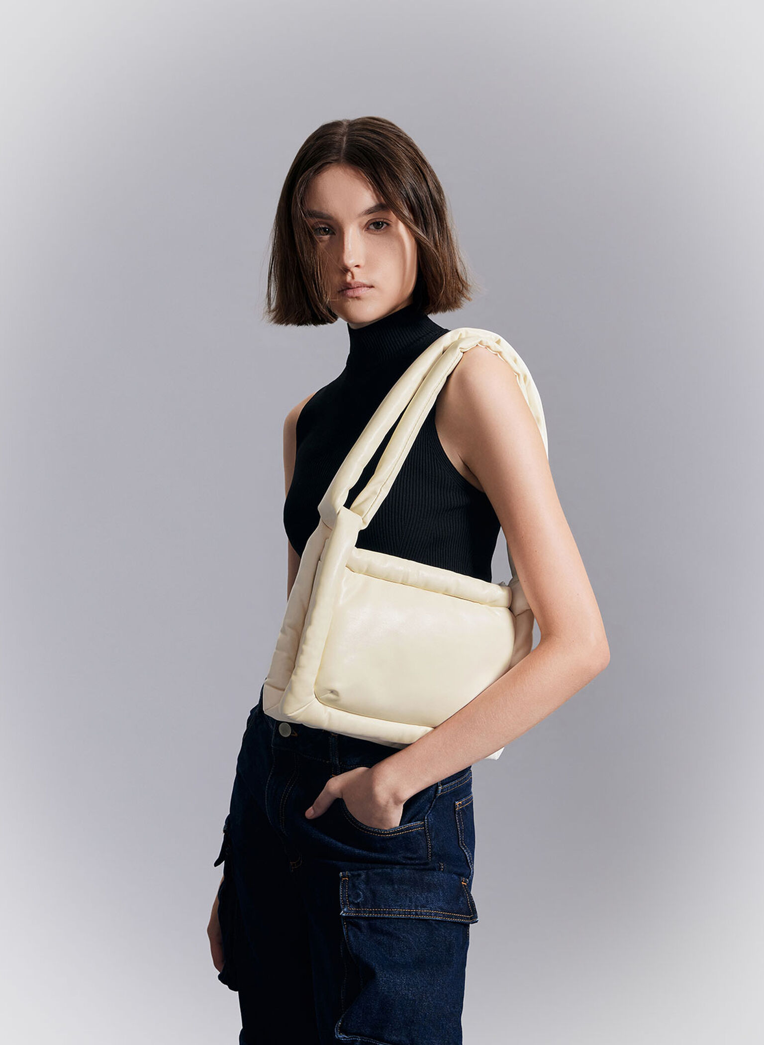 Errya Puffy Crossbody Bag, Cream, hi-res