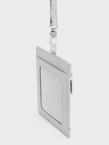 Twilia Side-Zip Card Holder, Light Grey, hi-res