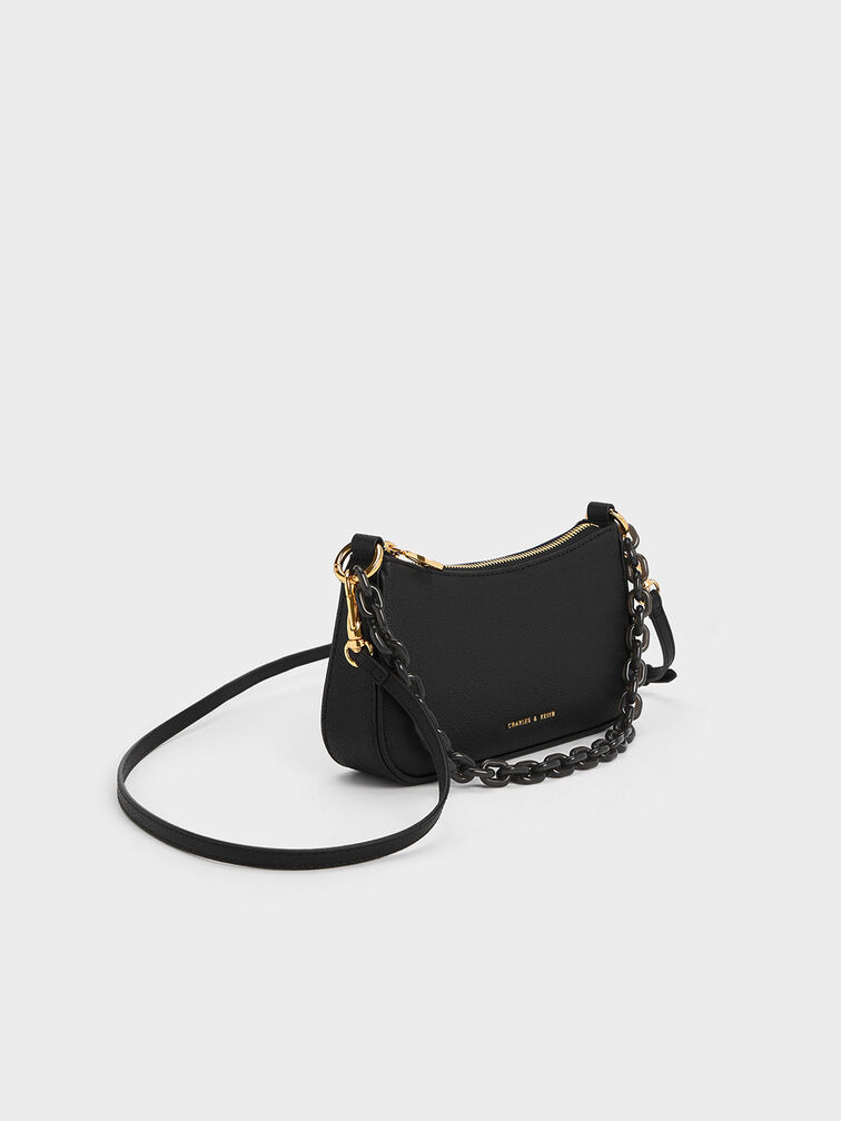 Alcott Scarf Chain-Link Bag, Black, hi-res