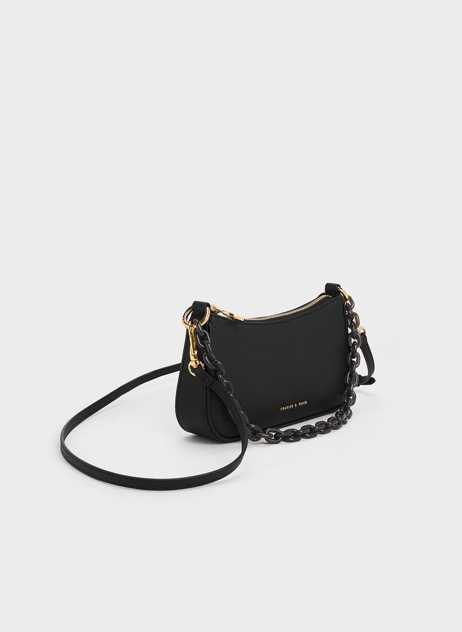 Alcott Scarf Chain-Link Bag, Black, hi-res