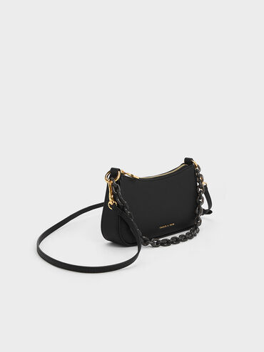 Alcott Scarf Chain-Link Bag, Black, hi-res