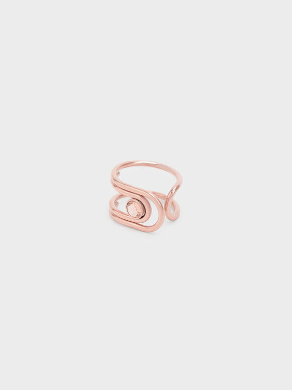 Gem-Embellished Open Ring, Rose Gold, hi-res