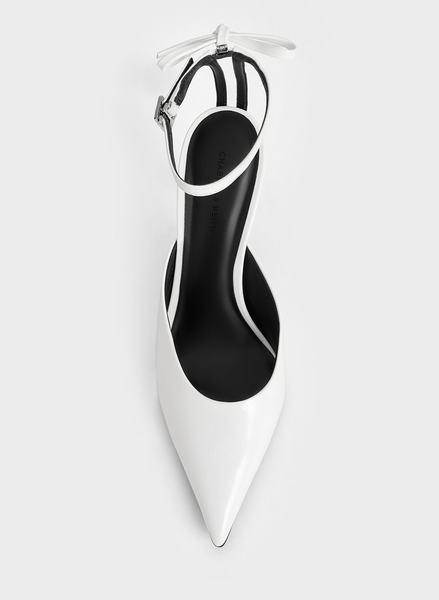 Bow Ankle-Strap Pointed-Toe Stiletto Pumps, White, hi-res