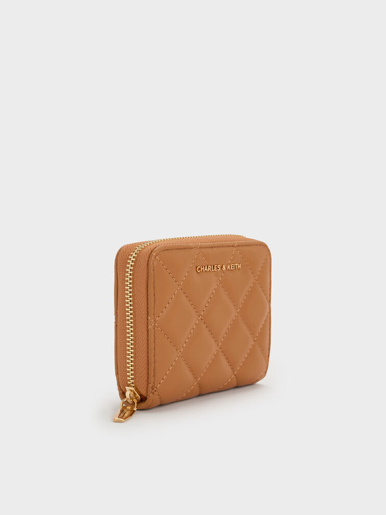 Alva Quilted Zip-Around Wallet, Russet Brown, hi-res