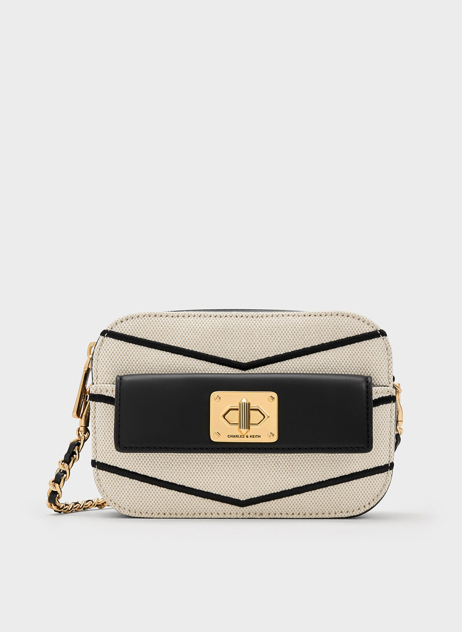 Eleni Canvas Chevron Zip Crossbody Bag, Multi, hi-res